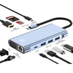 Junsunmay 10 en 1 type - c vers 4k hdmi + vga + rj45 + adaptateur de station d'accueil audio 3, 5 mm ...