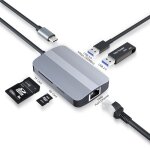 Junsunmay 5 en 1 type - c vers rj45 ethernet + lecteur de carte sd / tf hub usb - c multifonctionnel