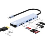 Junsunmay 6 en 1 type - c vers 4k adaptateur de station d'accueil hdmi usb - c pd hub de charge rapide ...
