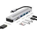 Junsunmay 7 en 1 type - c vers 4k adaptateur de station d'accueil hdmi pd hub de charge rapide lecteur ...