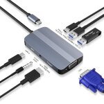 Junsunmay 7 en 1 type - c vers 4k hdmi + vga + adaptateur de station d'accueil audio 3, 5 mm pd hub de ...