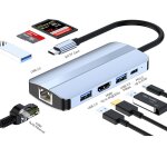 Junsunmay 8 en 1 type - c vers 4k hdmi + rj45 adaptateur de station d'accueil pour concentrateur ethernet ...