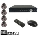 Kit enregistreur vido numrique 4 canaux (ccd sony 1 / 3, 420tvl, 24 led ir, objectif 6mm, distance ...