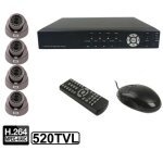 Kit enregistreur vido numrique 4 canaux intgr (1 / 3 sony ccd, 520tvl, 24 x led ir, objectif 6 mm, ...