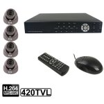 Kit enregistreur vido numrique intgr 4 canaux (1 / 3 sharp ccd, 420tvl, 24 x led ir, objectif 6 mm, ...