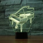 Lampe de table lumineuse color�e de vision led de la forme 3d de piano, version tactile d'usb