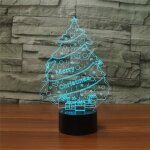 Lampe de table lumineuse de vision led colore 3d de forme d'arbre de nol, version usb et batterie