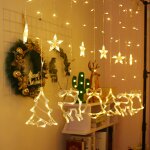 Led rideaux lumi�res d�coration de no�l de bell et deer guirlandes, alimentation: bo�te de batterie avec ...
