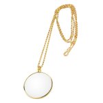 Loupe de collier de lentille en verre de miroir d'expansion ronde de cha�ne en m�tal (or)