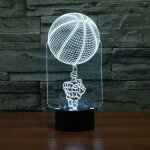 Lumire de nuit dcorative crative 3d led de base noire de basket - ball, version  tlcommande de ...