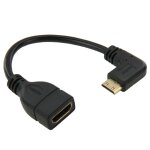 M�le de mini hdmi plaqu� par or de 16cm au c�ble femelle de pin de hdmi 19, angle droit de 90 degr�s