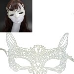 Mascarade halloween f�te danse sexy lady dentelle masque roi chat (blanc)