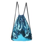 Mermaid glittering sequin drawstring sports backpack sac  bandoulire (bleu rose)