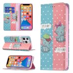 Motif de dessin color� invisible horizontal horizontal flip pu coque en cuir pu avec support et cartes ...