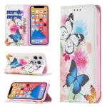Motif de dessin color invisible horizontal horizontal flip pu coque en cuir pu avec support & carte ...