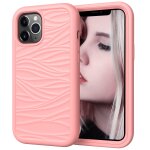 Motif de vague 3 en 1 cas de protection silicone + pc antichoc pour iphone 13 pro (rose gold)