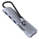 Nk - 3043 6 en 1 usb - c / type - c � la fente de la carte tf / sd + 4 adaptateur femelle usb (gris espace) ...
