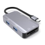 Nk - 3049 6 en 1 usb - c / type - c  la fente de la carte tf / sd + 4 adaptateur femelle usb (gris espace) ...