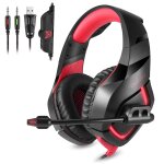 Onikuma k1b 3. 5mm plug stro usb led lumire casque avec microphone, pour ps4, smartphone, tablette, ...