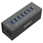 Orico a3h7 aluminium haute vitesse 7 ports usb 3. 0 hub avec alimentation 12v / 2. 5a pour ordinateurs ...