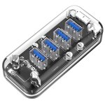 Orico f4u 4 x ports usb 3. 0 hub de bureau pour transmission rapide 5 gbps avec voyant bleu (transparent) ...