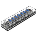 Orico f7u 7 x ports usb 3. 0 hub de bureau � transmission rapide de 5 gbps avec voyant bleu (transparent) ...