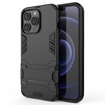 Pc + tpu cas de protection antichoc avec support invisible pour iphone 13 pro (noir)