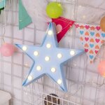 Pentagramme cratif forme une lampe de dcoration  del blanche chaude, 2 piles aa