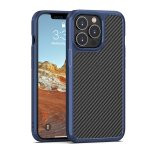Pioneer carbon fibre texture tpu tpu + pc pour iphone 13 pro (bleu)
