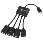 Portable usb - c / type - c mle  3 ports usb femelle + micro usb femelle alimentation charge otg hub ...