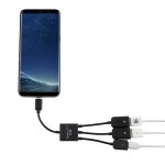 Portable usb - c / type - c mle  deux ports usb femelle + micro usb femelle mini cble hub splitter ...