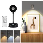 Projecteur led sans fil rechargeable avec dtecteur de mouvement et tlcommande 2000 mah noir