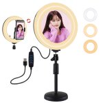 Puluz 7. 9 pouces 20cm miroir lumire + base ronde support de bureau 3 modes dimmable double temprature ...