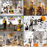 Le pvc de d�corations de 3 pcs halloween a personnalis� des autocollants �lectrostatiques en verre de ...