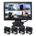 Pz612 - 4ahd ip67 120 degr�s voiture ahd 1080p 2 m�gapixels 10 pouces moniteur de r�troviseur 4 voies, ...