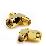 Rp - sma m�le � 2 adaptateur femelle rp - sma (type t), plaqu� or