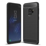 Pour samsung galaxy s9 texture de fibre de carbone bross� soft tpu anti - skip housse de protection retour ...