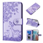 Sika deer motif de gaufrage horizontal flip pu coque en cuir pu avec support et carte de portefeuille ...