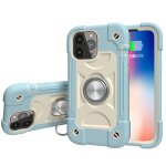 Silicone antichoc + tui de protection pc avec porte - bague pour iphone 13 pro (blue ice bleu)