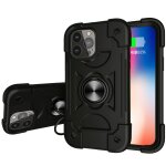 Silicone antichoc + tui de protection pc avec porte - bague pour iphone 13 pro (noir)