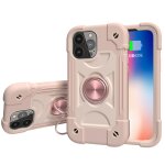 Silicone antichoc + tui de protection pc avec porte - bague pour iphone 13 pro (rose gold)