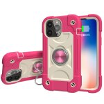 Silicone antichoc + �tui de protection pc avec porte - bague pour iphone 13 pro (rose rouge)