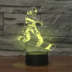 Skate boy shape 3d lampe de table lumineuse � led color�e, version usb et batterie
