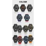 Smael hommes montre de sport 50m tanche antichoc horloge alarme double affichage lumineux quartz montre ...