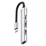 Station d'accueil usb - c / type - c vers 3, 5 mm + 2usb + type - c hub (argent)