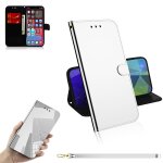 Surface de miroir imite horizontal flip cuir coffret avec porte - cartes et portefeuille et lanire ...