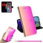 Surface de miroir imite horizontal flip cuir toot avec support & carte slots & portefeuille et longe ...
