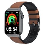 T50 1, 85 pouces bracelet en cuir ip67 montre intelligente tanche prend en charge l'assistant vocal ...
