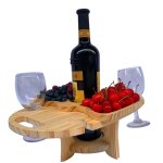 Table de pique - nique d'extérieur porte - vin pliable en bois (couleur de bois) Table de pique - nique d'extérieur porte - vin pliable en bois (couleur de bois)