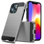 Texture bross�e cas de protection antichoc pour iphone 13 pro (argent)